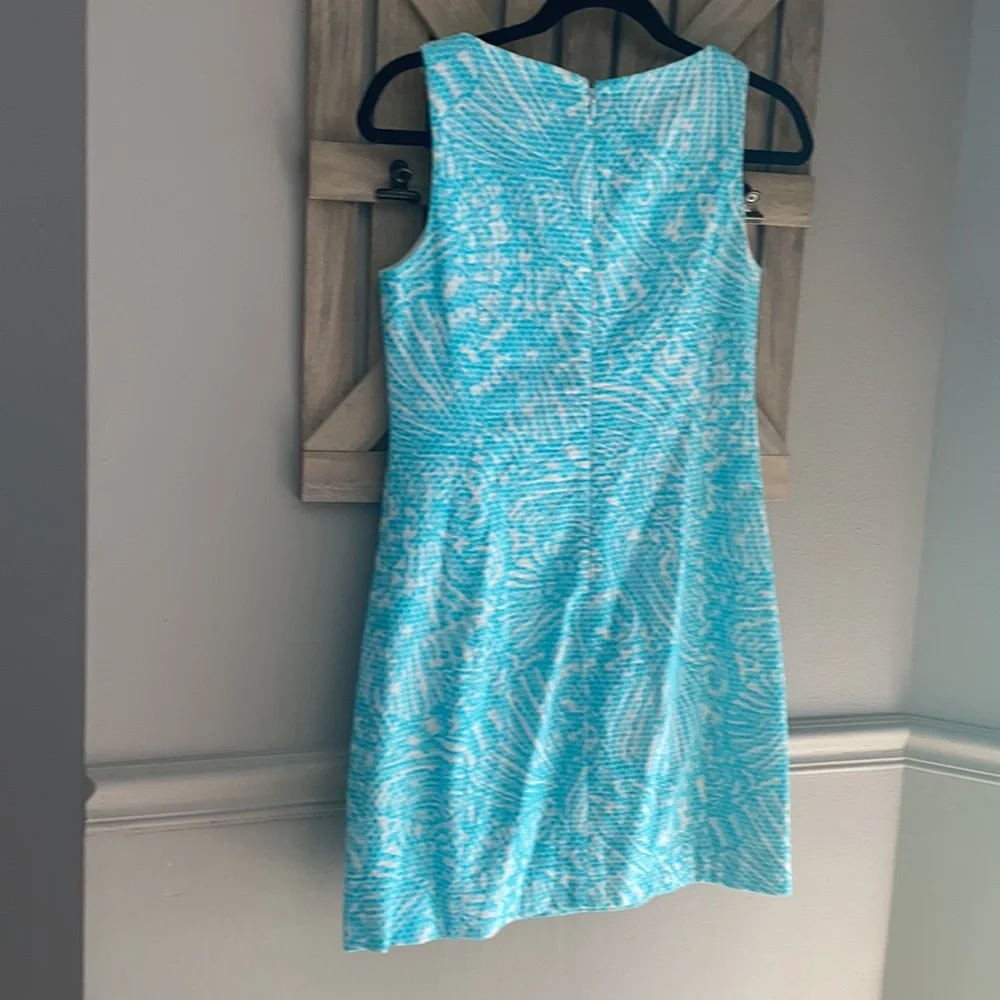 Lilly Pulitzer sleeveless dress 4 Teal blue and white - Picture 3 of 8